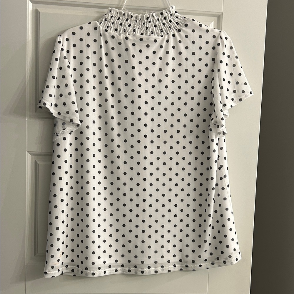 Beacon Jan Mock Neck Mesh Dots Top - Picture 7 of 8